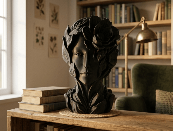 Botanical Muse Bust - Nature Inspired Female Art 3d model