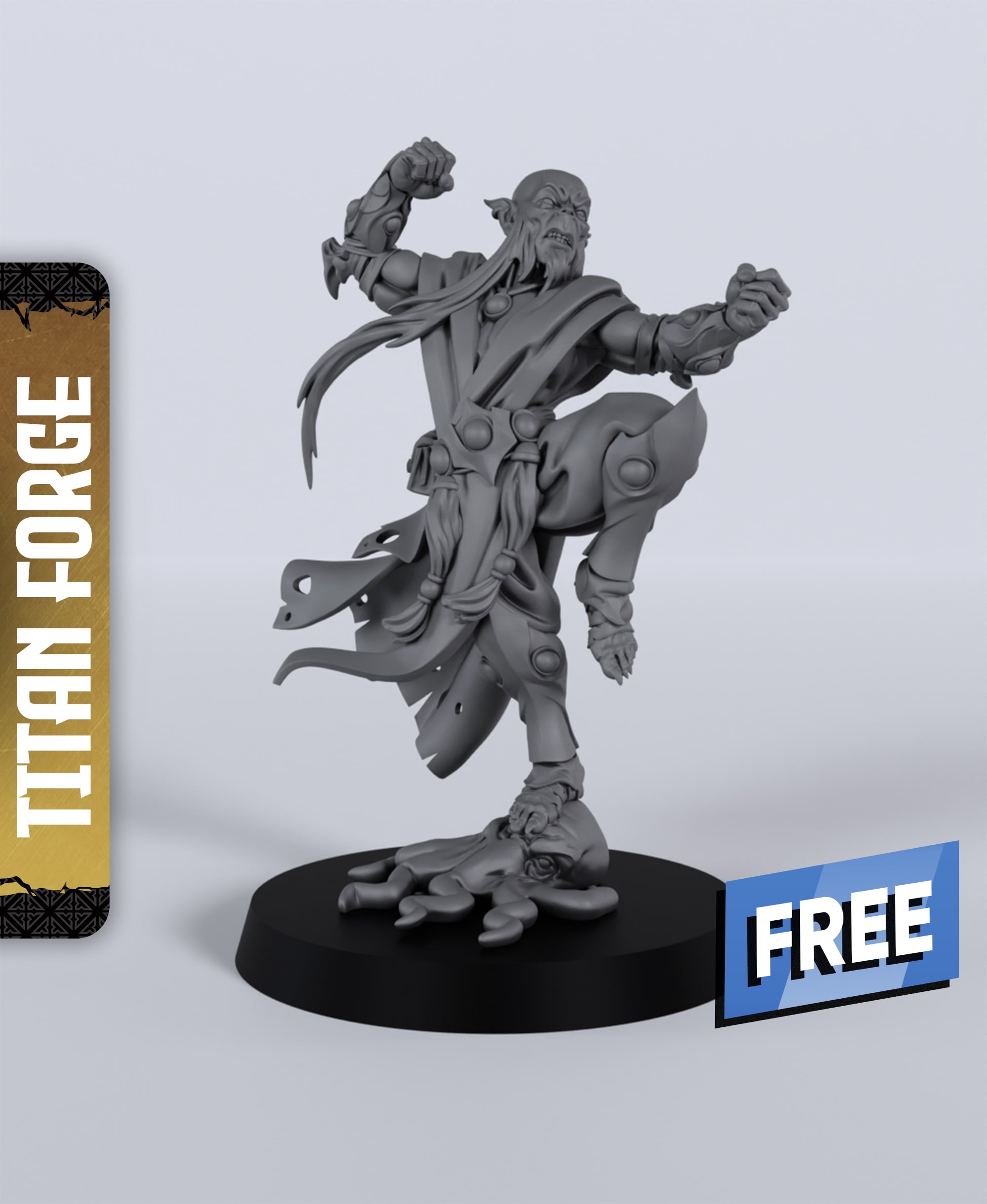 Githyanki Monk - With Free Dragon - 5e DnD Inspired for RPG and Wargamers 3d model
