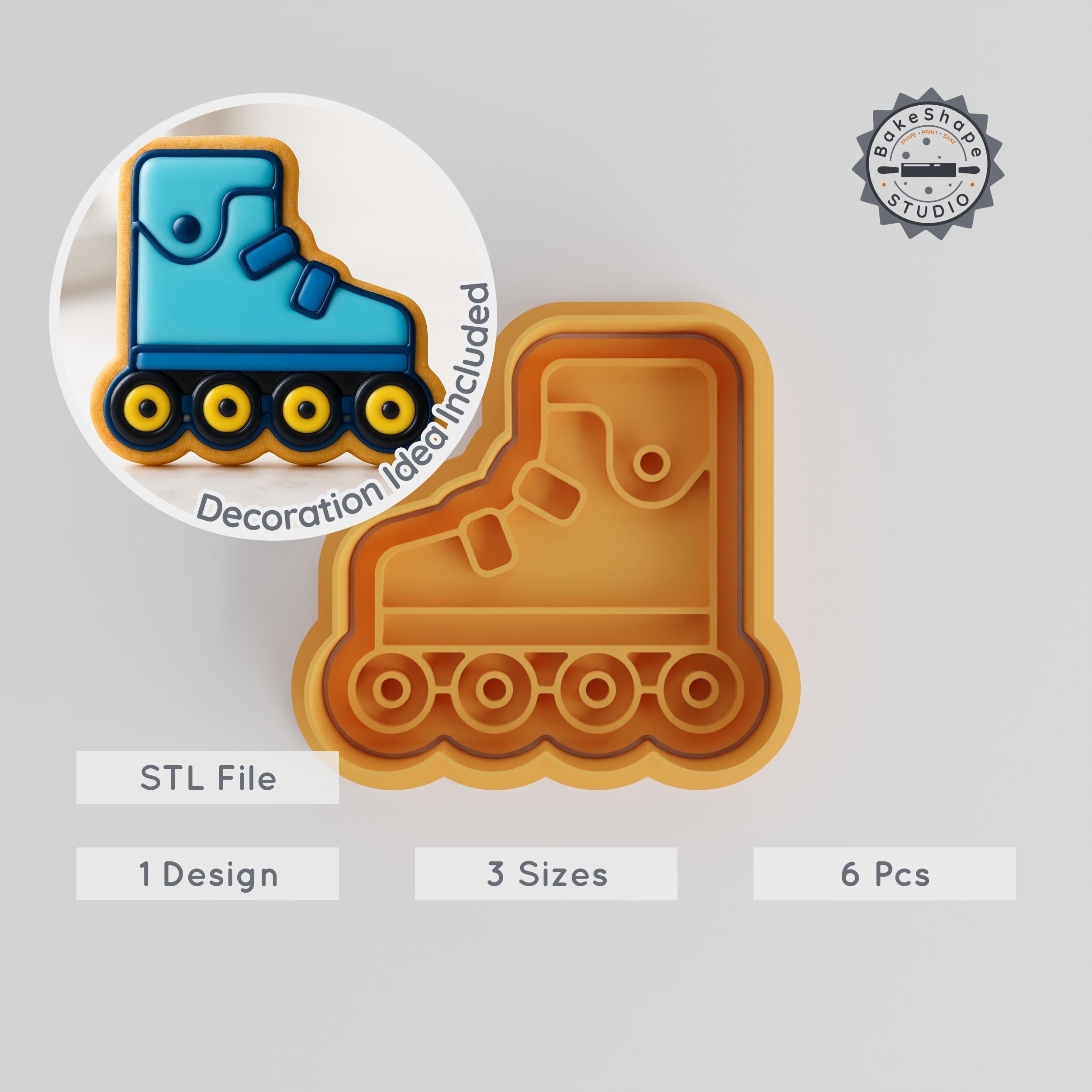 Rollerblade Shoes Shape Cutter & Stamp Set, Perfect for Cookies & Fondant, Includes Skates & Shoes, 3 Sizes S/M/L, 6 Piece Collection PRODUCT_589 3d model