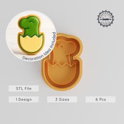 Dinosaur Egg Cookie Cutter & Stamp Set, Animal Baking Tool, Prehistoric, Jurassic, 6 Piece Bundle, S/M/L Sizes PRODUCT_64 3d model
