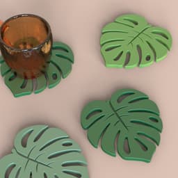 Monstera Leaf Coaster, 3D Tropical Home Decor STL File, Eco-Friendly Drink Coasters, Unique Gift 3d model