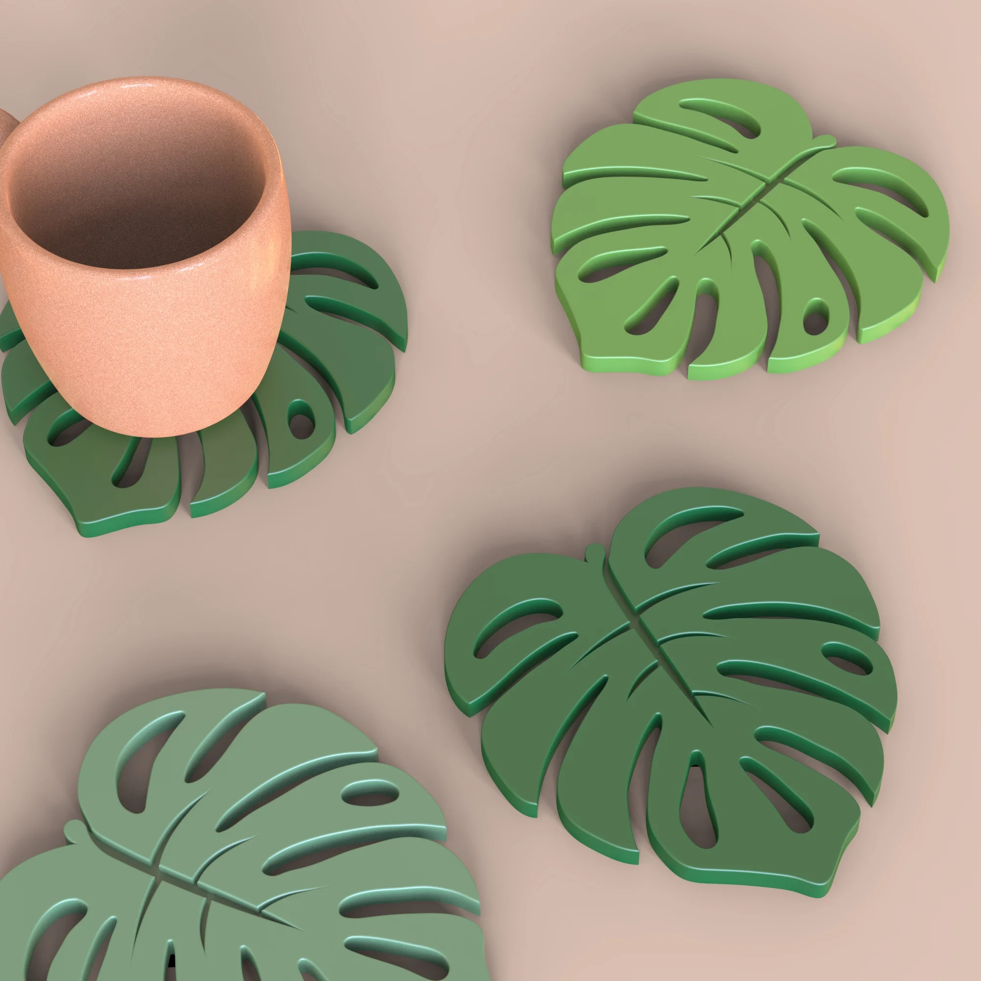 Monstera Leaf Coaster, 3D Tropical Home Decor STL File, Eco-Friendly Drink Coasters, Unique Gift 3d model