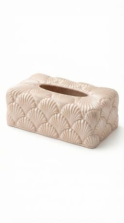 Modern Scalloped Shell Tissue Box Cover - Art Deco Minimalist Rectangular Tissue Holder for Home & B 3d model