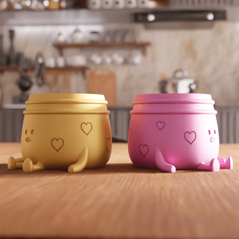 Oval Storage Jar with Face and Legs 3d model