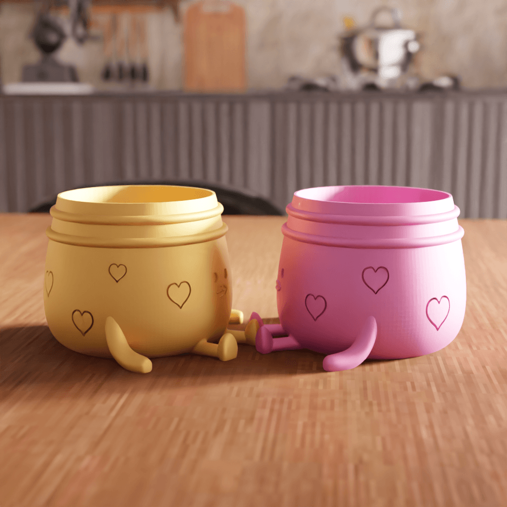 Oval Storage Jar with Face and Legs 3d model