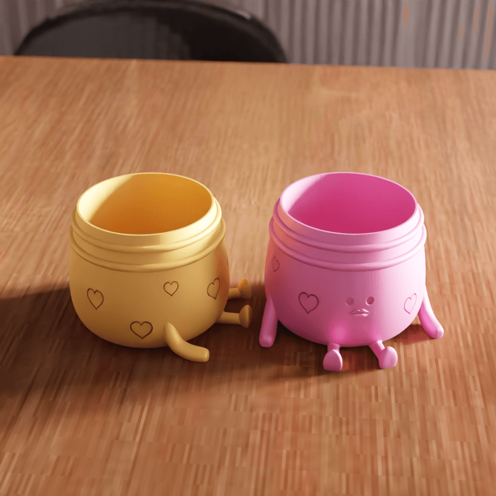Oval Storage Jar with Face and Legs 3d model
