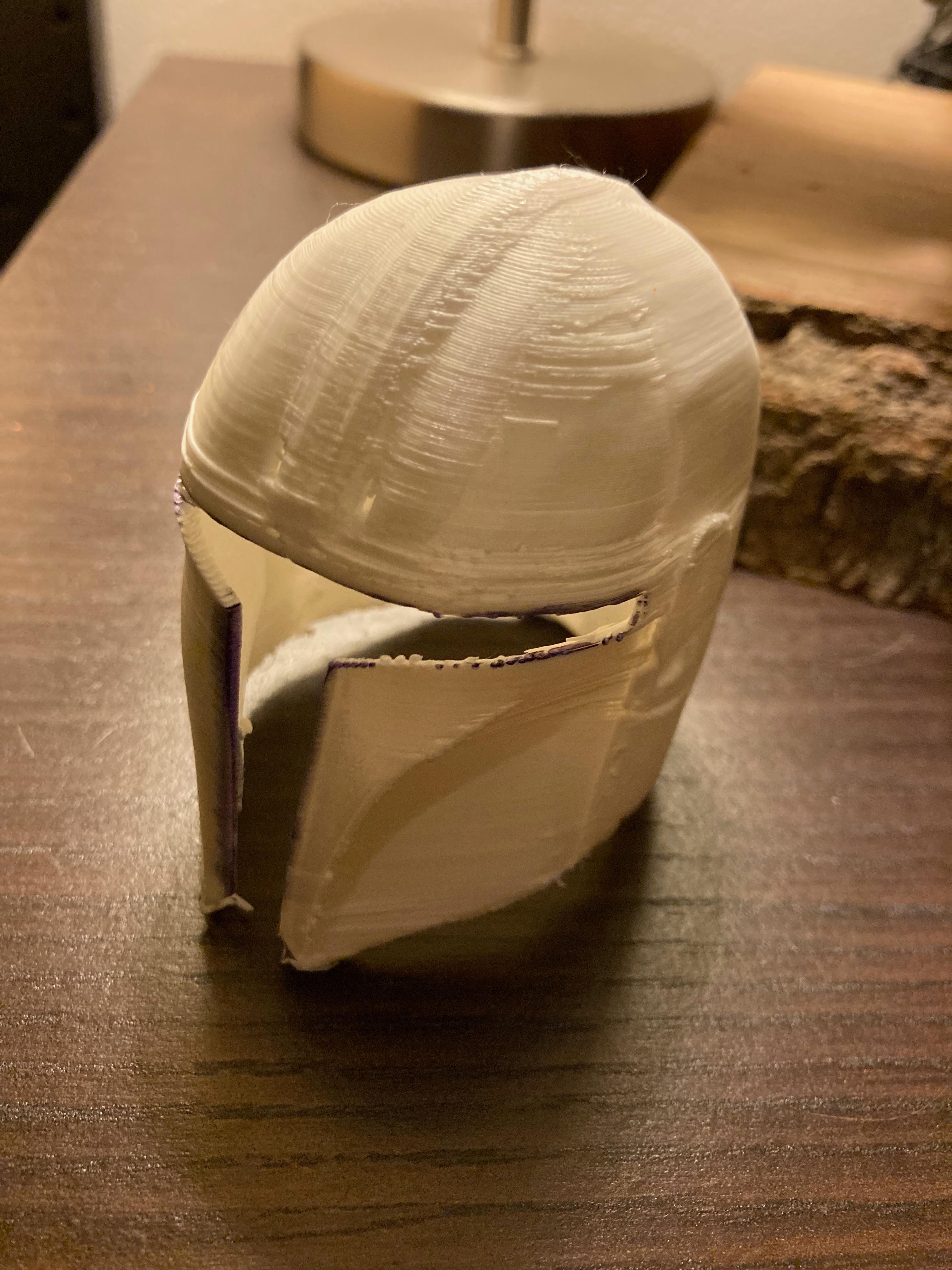 Mandalorian Helmet - Scaled it down to 25% of its original for my son to put on his action figures.  - 3d model