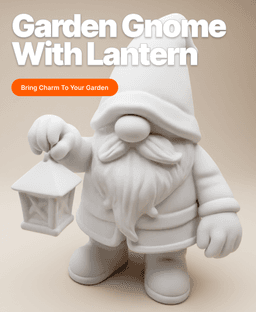 Garden Gnome with Lantern – 3D Printable Chibi Figurine 3d model