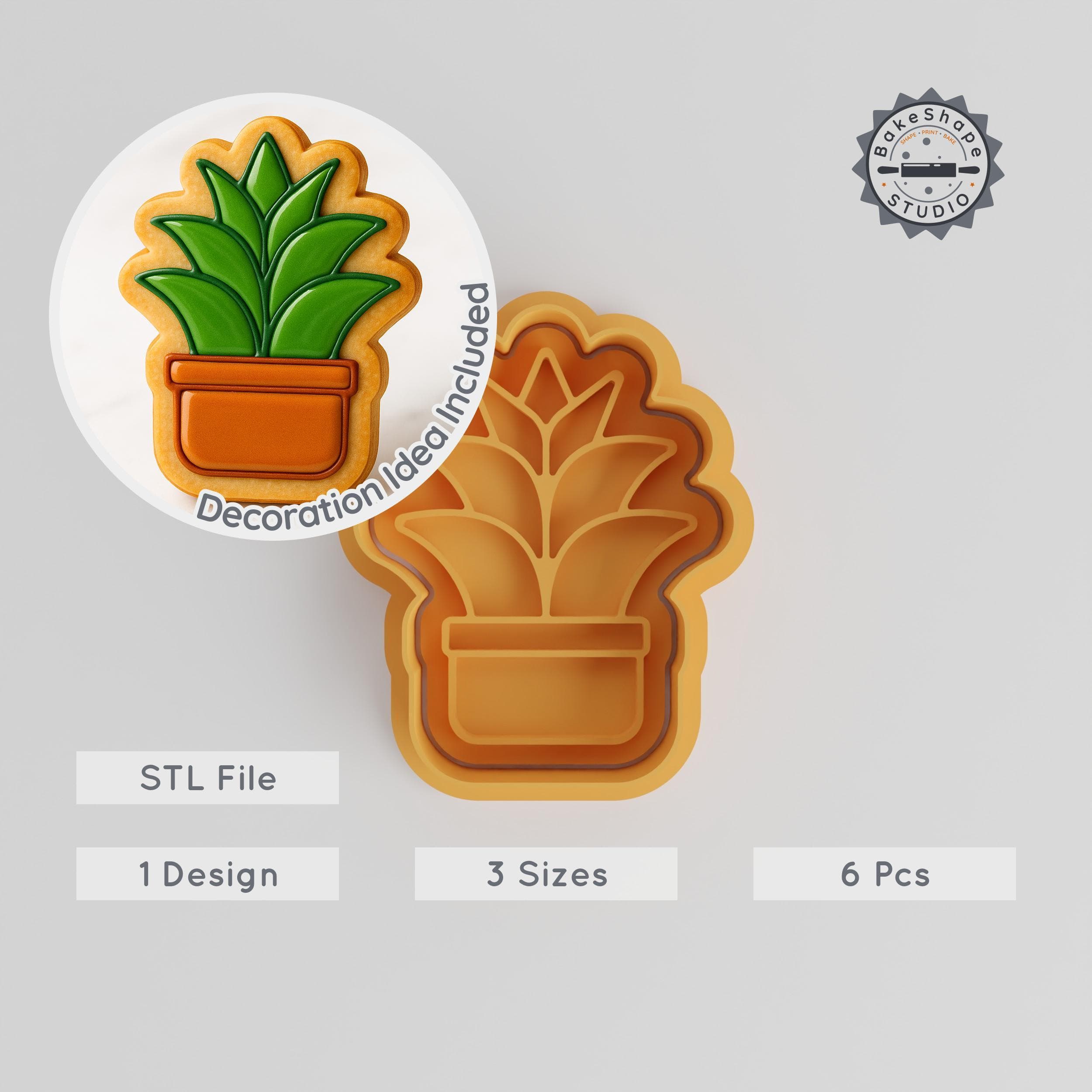 Agave Plant Shape Cutter & Stamp, Cookie & Fondant Set, Botanical Leaf Design, 3 Sizes, 6 Piece Collection PRODUCT_381 3d model