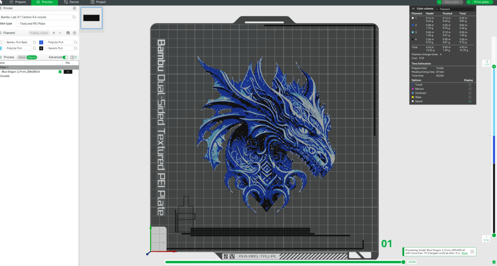 HueForge Blue dragon 2 3d model
