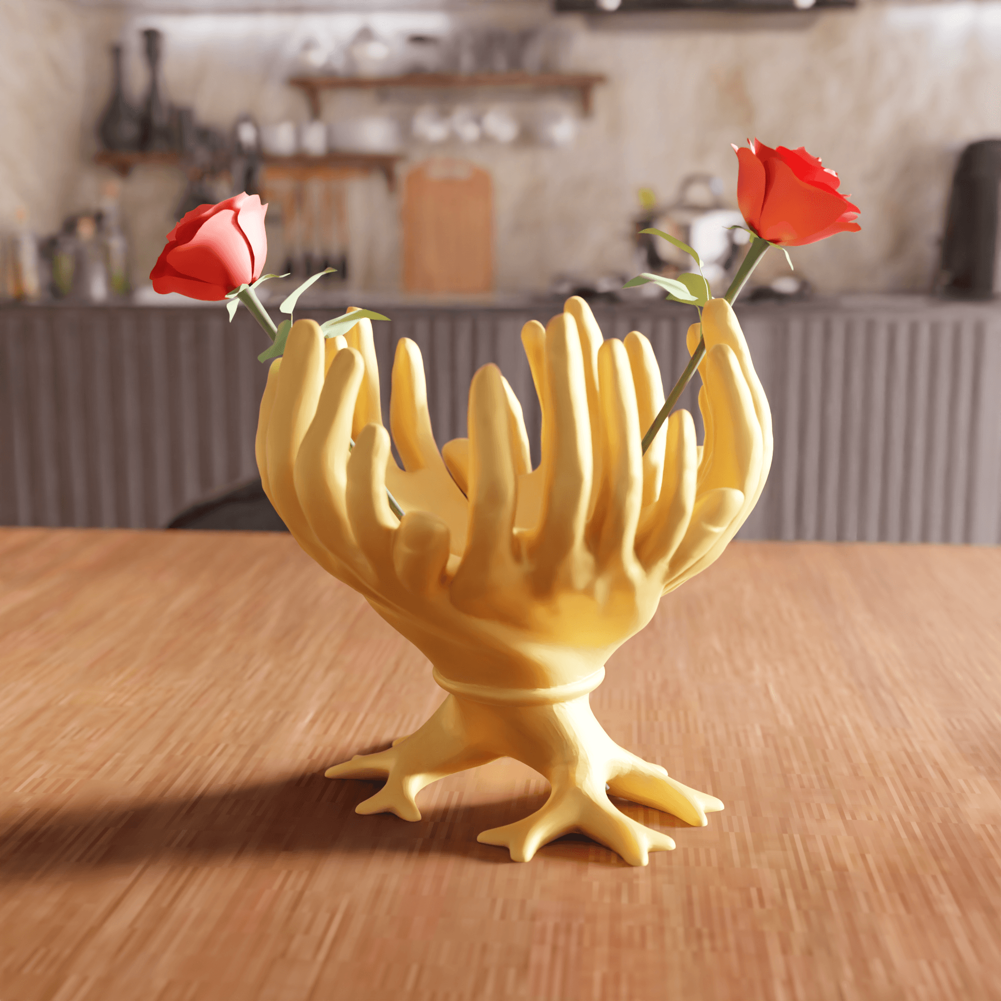 Surrealist Open Cupped Hands Vase 3d model