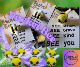 Pocket Bee-- Encouraging Tiny Pocket Pet or Keychain with Card 3d model