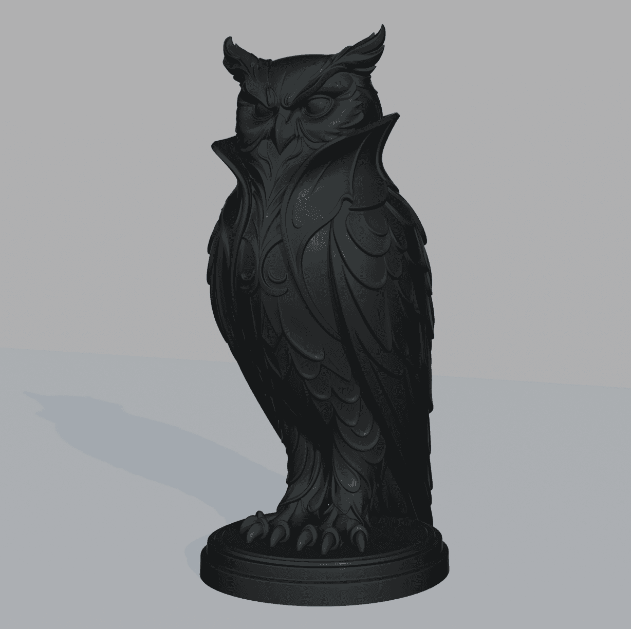 Owl Vampire Lord Statuette – Gothic Owl Sculpture 3D Print File, Dark Fantasy Vampire Figurine, Hall 3d model