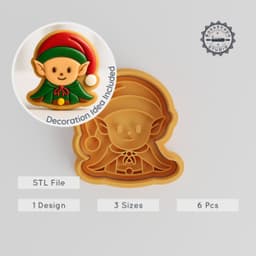 Elf Shape Cutter & Stamp Set, Perfect for Cookies & Fondant, Christmas Baking, Fantasy, Magic, Holiday 3D Print STL PRODUCT_1036 3d model