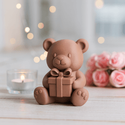 Valentine Teddy Bear Set | 2 pcs Cute Sitting Bears with Heart & Gift | Romantic Gift 3d model