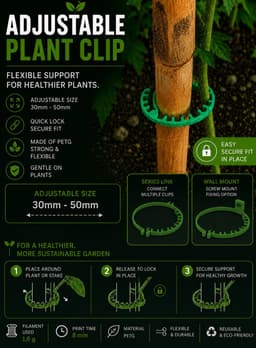 Adjustable Plant Clip | 30-170mm 3d model