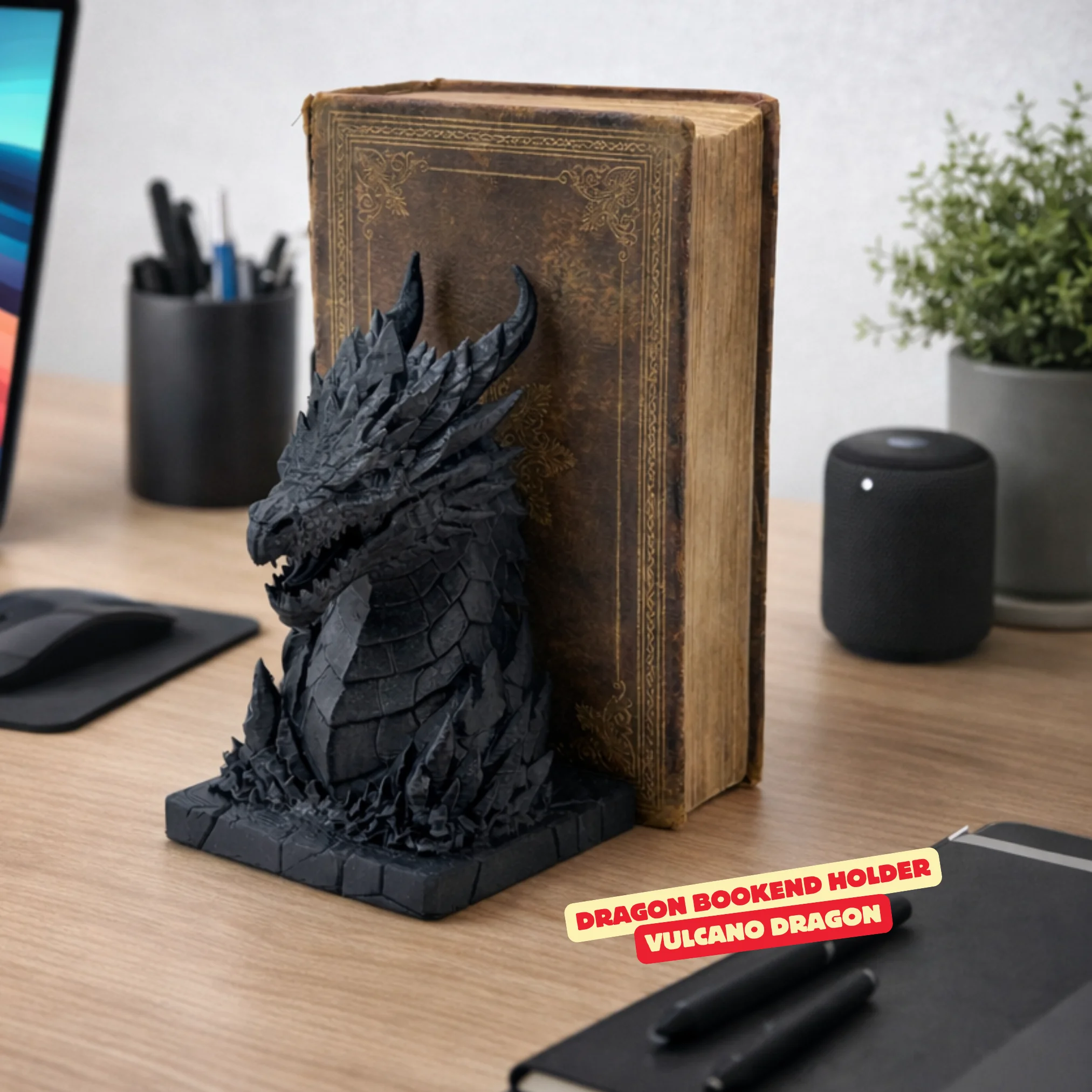 DRAGON BOOK STAND - VULCANO DRAGON / MODERN HOMEDECOR / GOTHIC / DRAGON DECOR / BOOKEND HOLDER 3d model