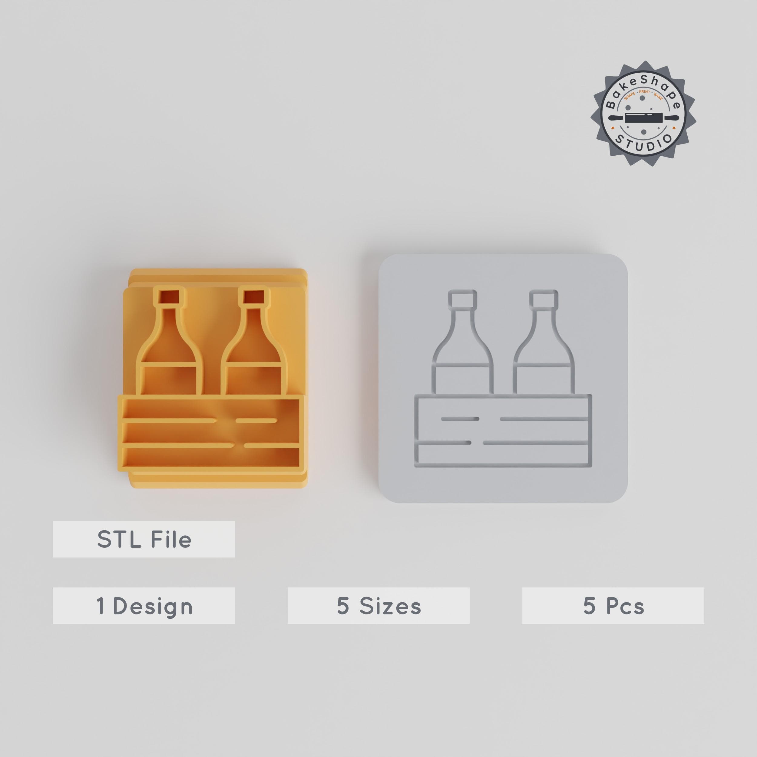 Wine Bottle Stamp Tile Set, Motif Sizes 20-40mm, Perfect for Clay, Cookies & Fondant, Thanksgiving Celebration PRODUCT_5322 3d model