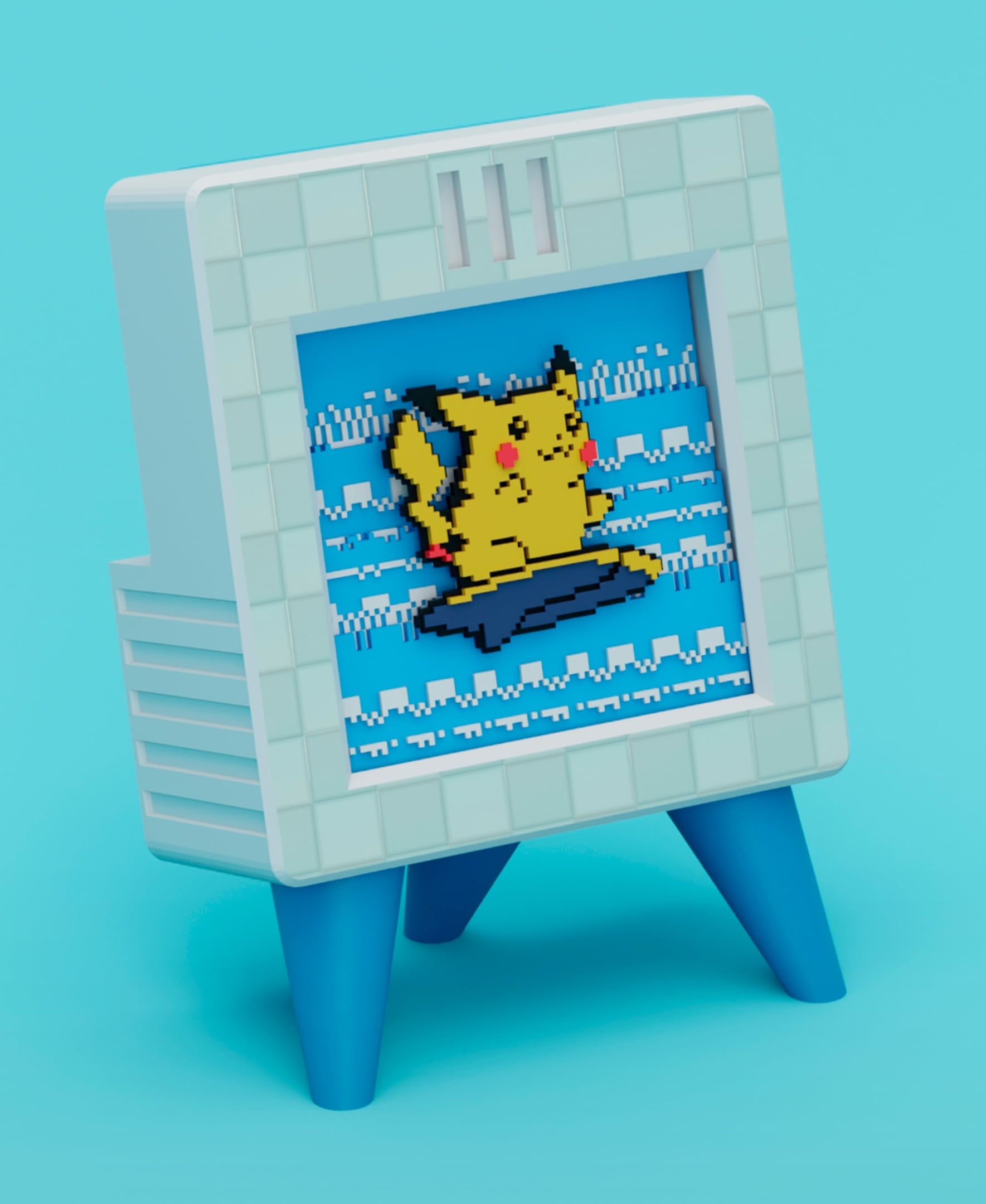 PIKACHU SURF - Pixel Voxel Art Frame (No support, 3MF included) 3d model