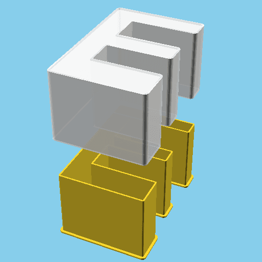 LATIN CAPITAL LETTER E, nestable box (v1) 3d model