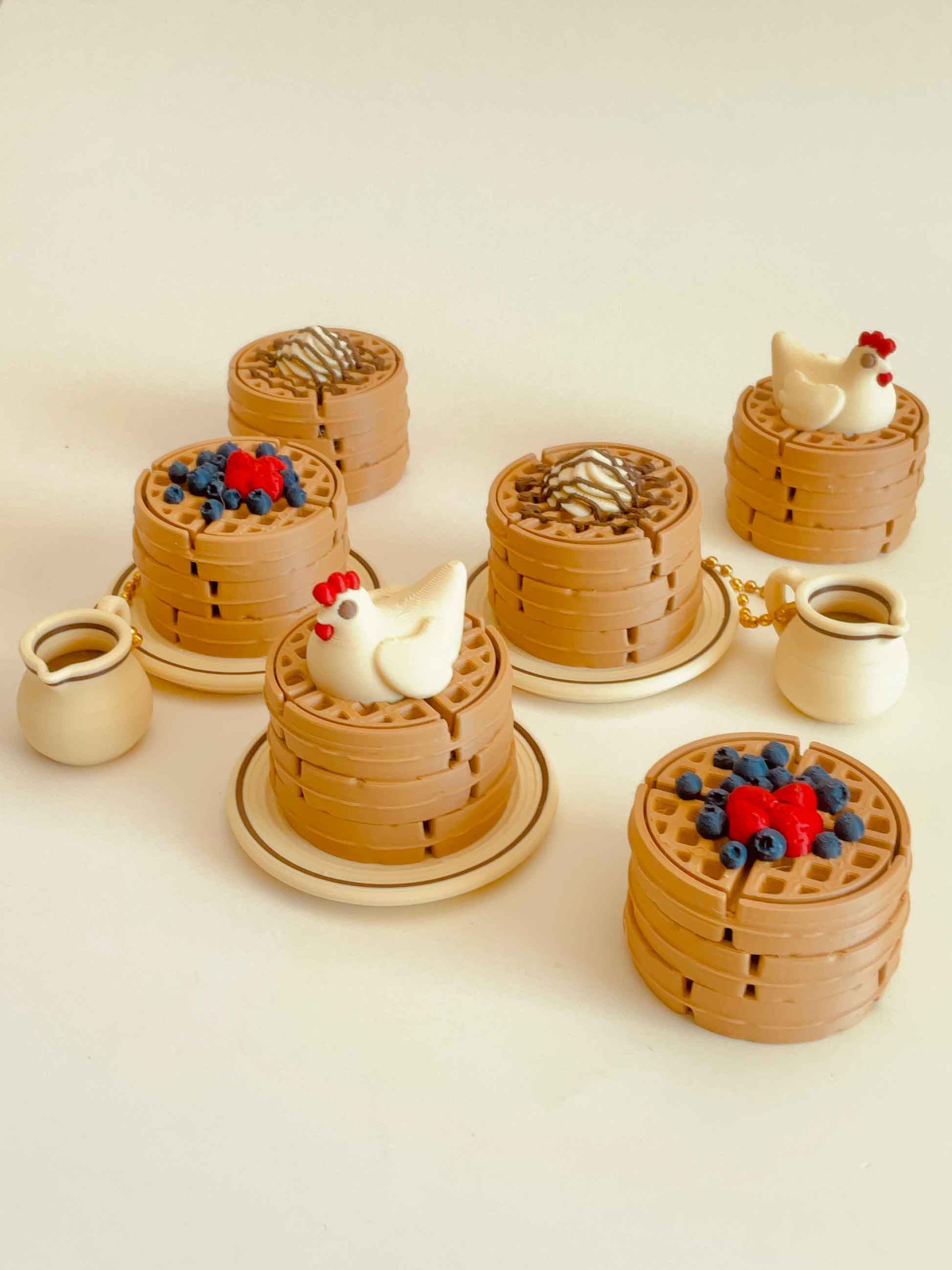 Waffles Clicker Keychain Fidget Toy Bundle 3d model