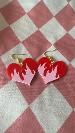 Heart on Fire Earrings 3d model