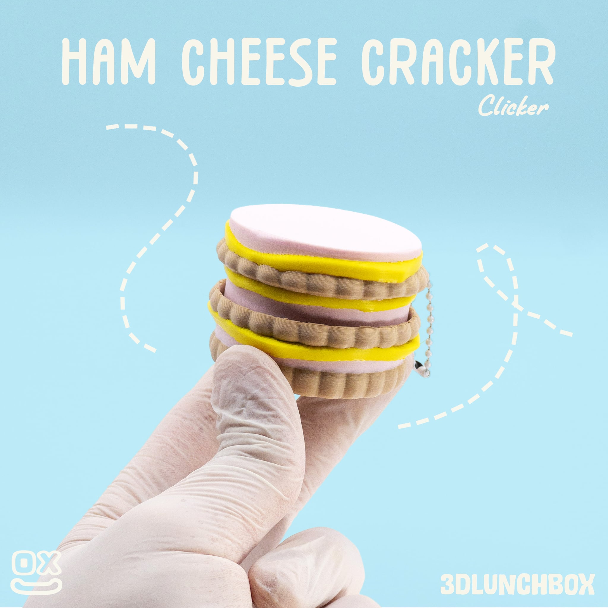Ham Cheese Cracker Fidget Clicker - Snack Series #1 3d model