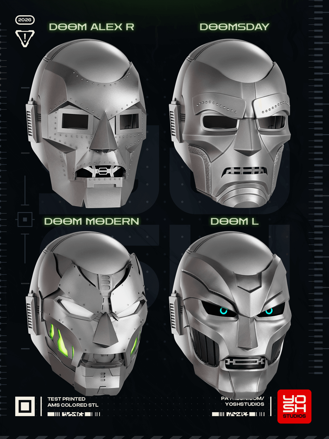 Modular Dr Doom Mask 3D Printer STL file 3d model