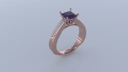 Cathedral Solitaire Ring - 6mm Square Stone 3d model