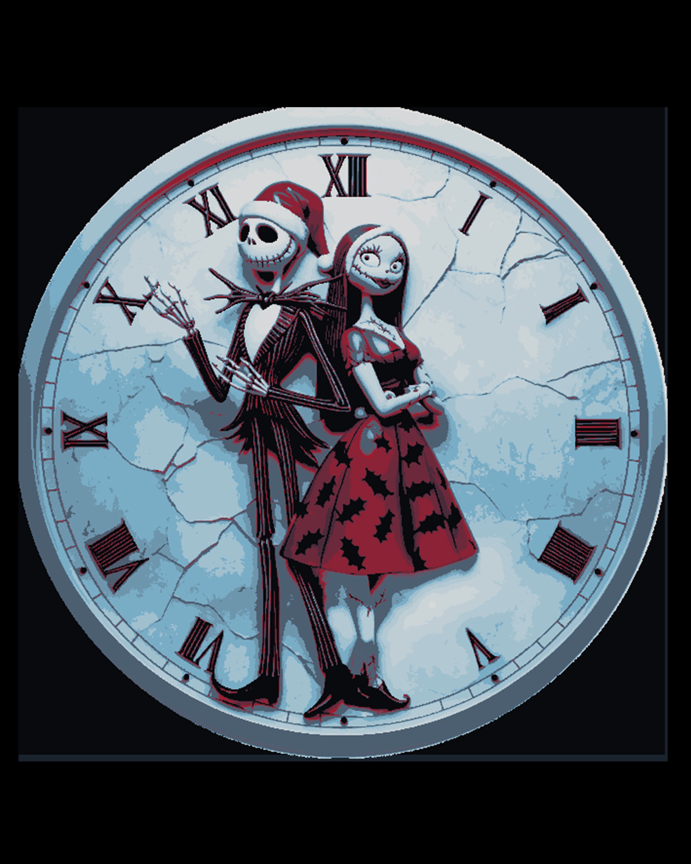 Christmas Special - Nightmare Before Christmas Jack and Sally Christmas Clockface - Great Gift Idea 3d model