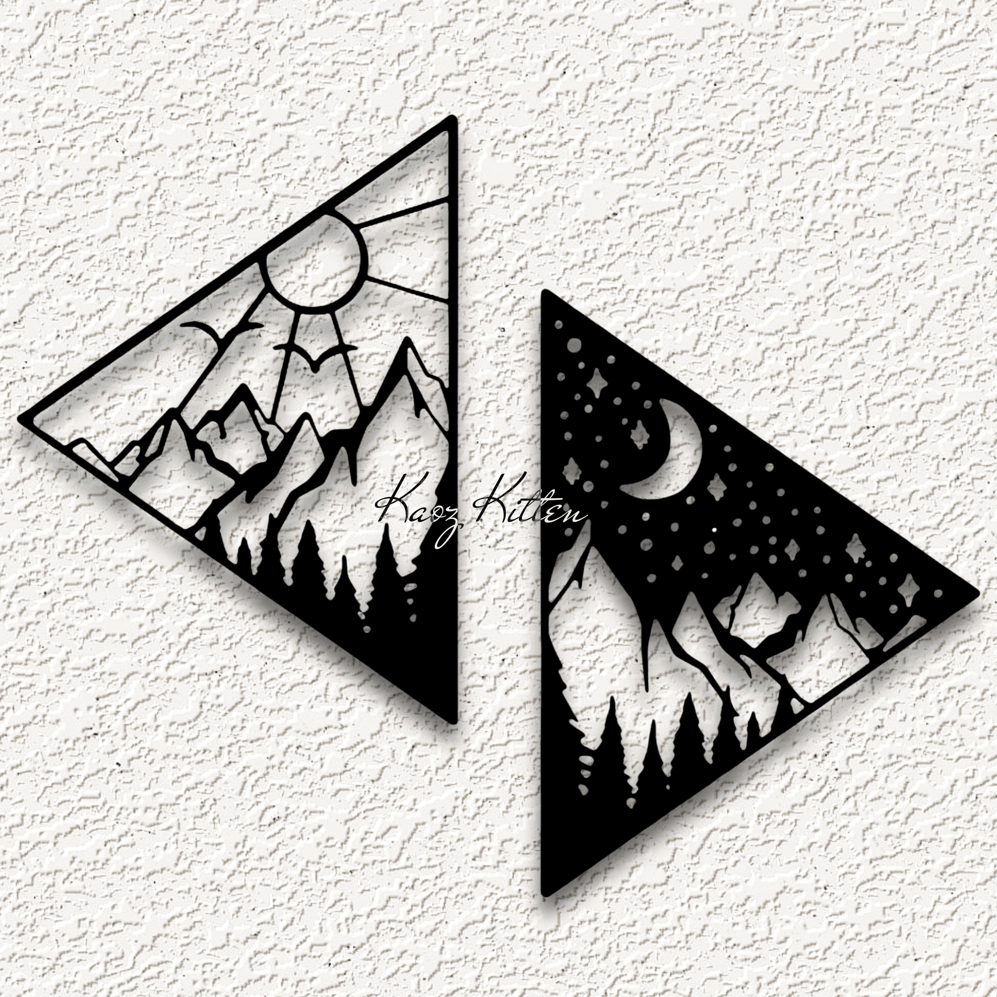 NIGHT AND DAY wall art panels sunny and starry home decor 3d model