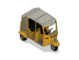 Yellow Tuk-Tuk/ Auto Rickshaw with Movements Version 2 3d model