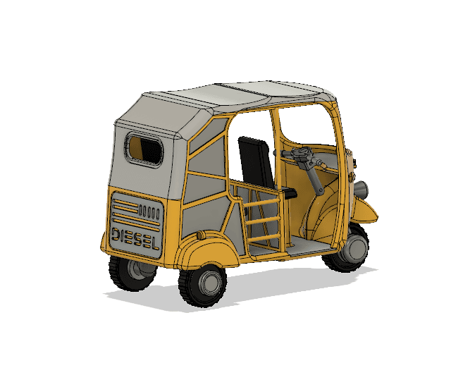Yellow Tuk-Tuk/ Auto Rickshaw with Movements Version 2 3d model