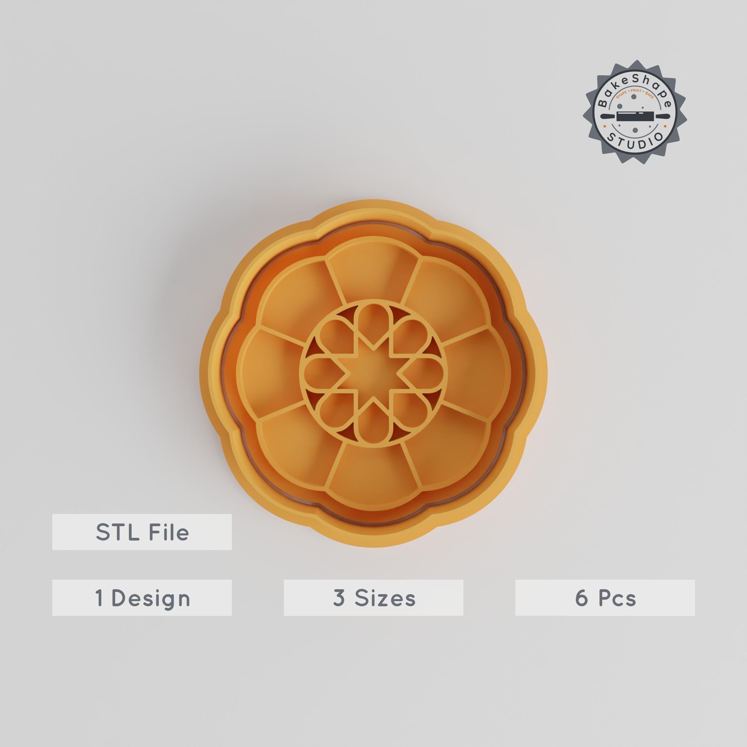 Mandala Cutter & Stamp Set, Perfect for Cookies & Fondant, Includes 6 Pieces, 3 Sizes, Features Geometric & Symmetric Designs PRODUCT_5144 3d model