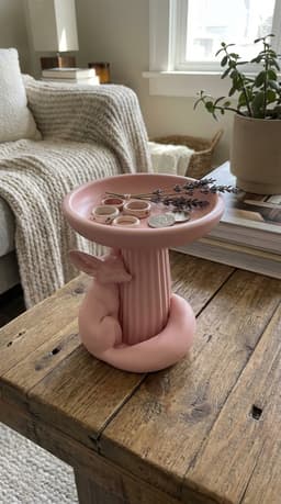 Sculptural Fennec Fox Pillar Catchall – Minimalist Animal Jewelry Tray & Desk Organizer 3d model