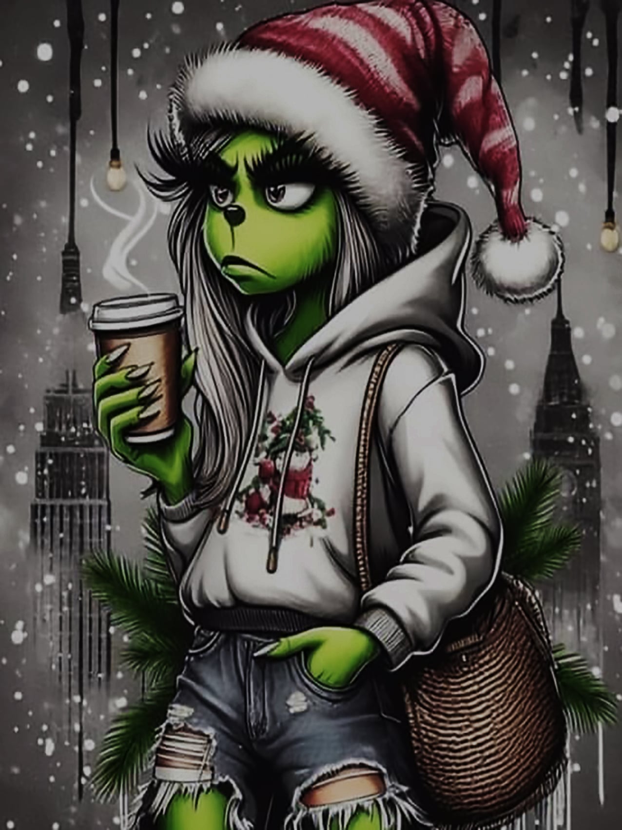 Grungie "Grinch" Girl Lithophane 3d model
