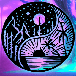 ocean yin yang wall art mountain scenery wall decor spiritual decoration 3d model