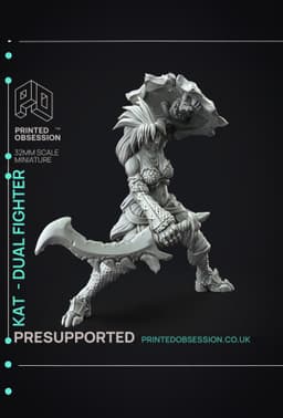 Kat - Monster Hunter - Mixed wepons - PRESUPPORTED - Illustrated and Stats - 32mm scale 3d model