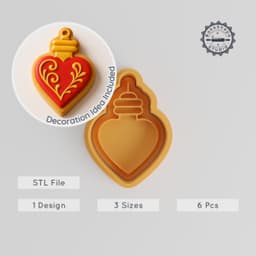 Heart Decoration Shape Cutter & Stamp Set, Perfect for Cookies & Fondant, Romantic Gift, S/M/L Sizes, 6 Pcs Collection PRODUCT_213 3d model