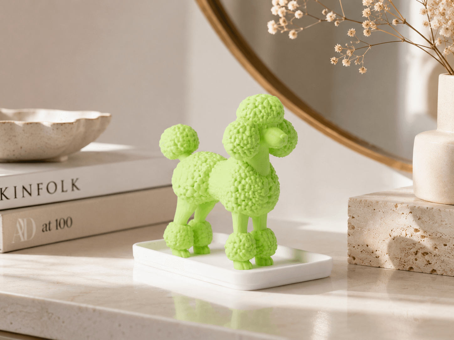 Broccoli Poodle Sculpture with Removable Mini Tray 3d model