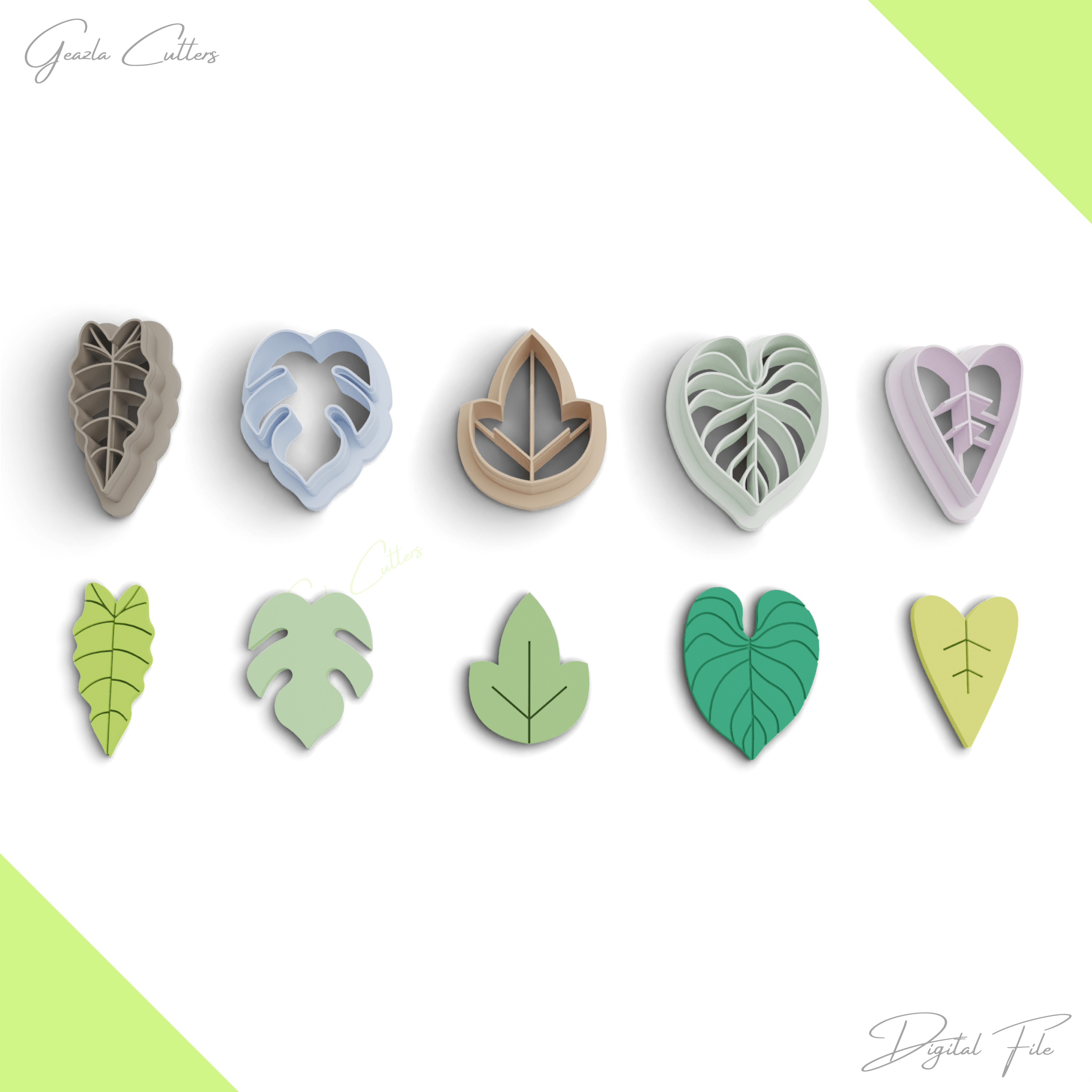 Leaves Polymer Clay Cutter Package, 5 Models, 2 Cutter Version, 5 Sizes Included, Stl File, No: 1145 3d model