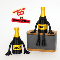 SILVESTER BUDDY / SPARKLING WINE BOTTLE ARTICULATED / SILVESTER DECOR / SILVESTER GIFT 3d model