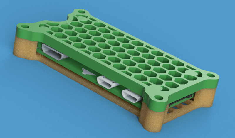 Honeycomb Raspberry Pi Zero 2 W Case with Optional Extrusion Mount 3d model