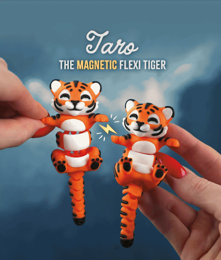 Taro, the Flexi Tiger - Magnetic Hand-Holding Companion 3d model