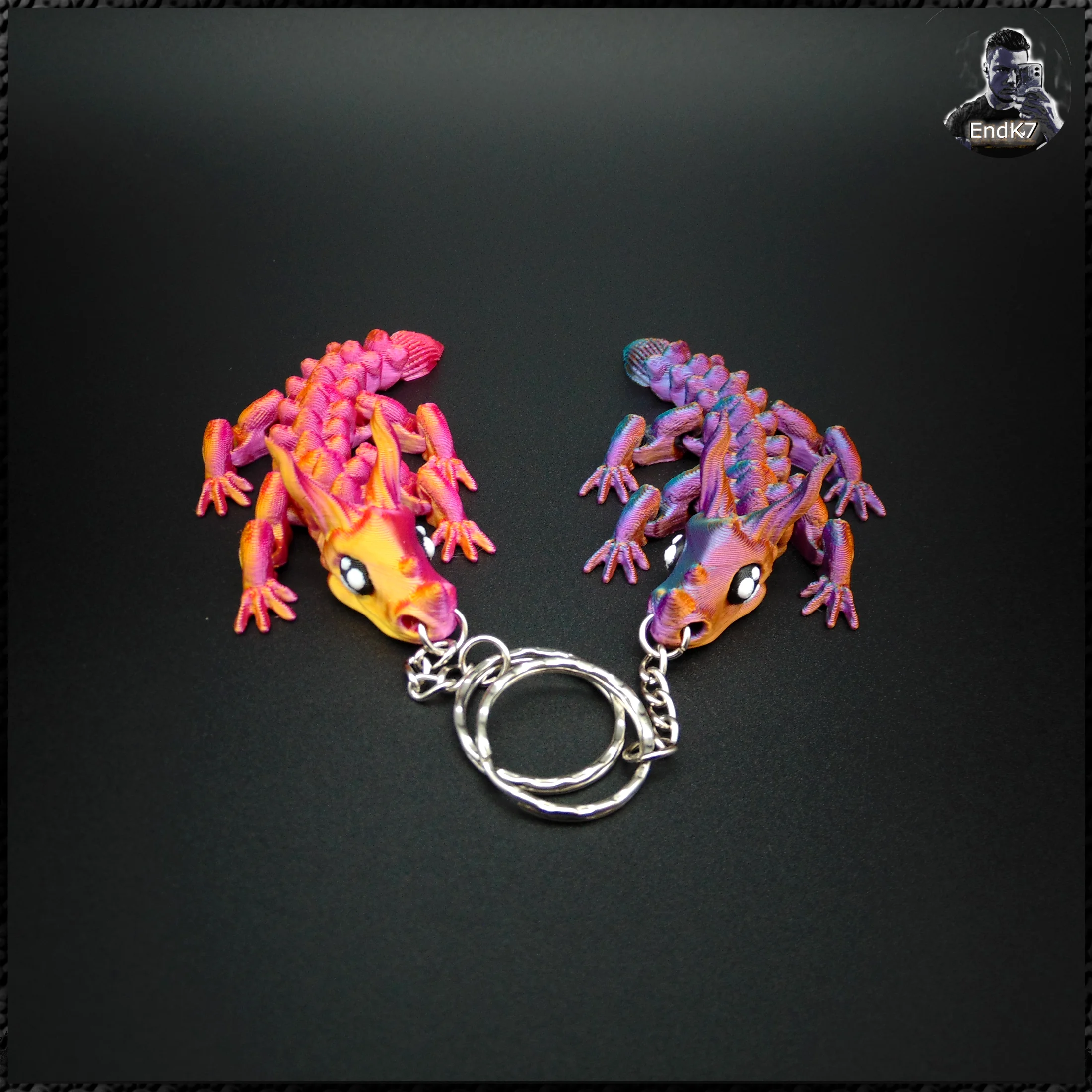 Graceful Dragon Keychain - multicolor - print in place 3d model