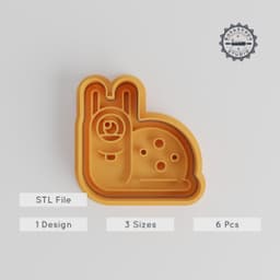 Snail Monster Shape Cutter & Stamp Set, Alien Cartoon Snail Design, Perfect for Cookies & Fondant, Includes S/M/L Sizes, 6 Pieces PRODUCT_3055 3d model