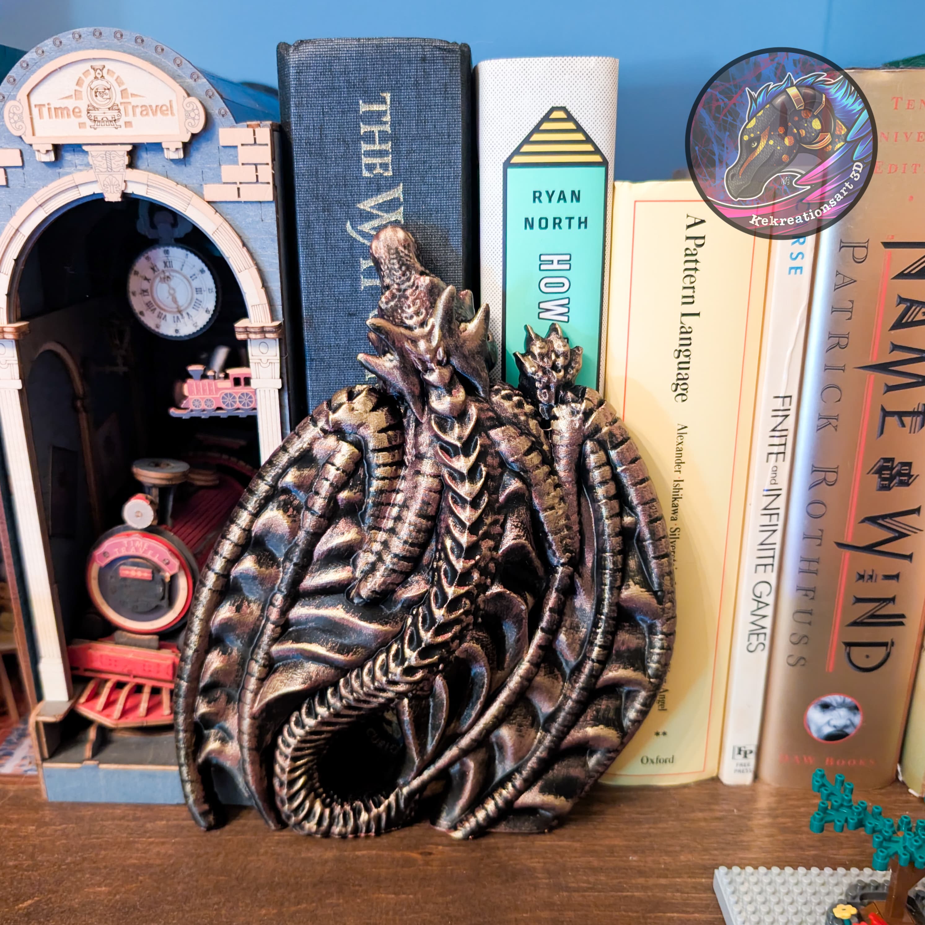 dragon crawling book spine hugger 3d model
