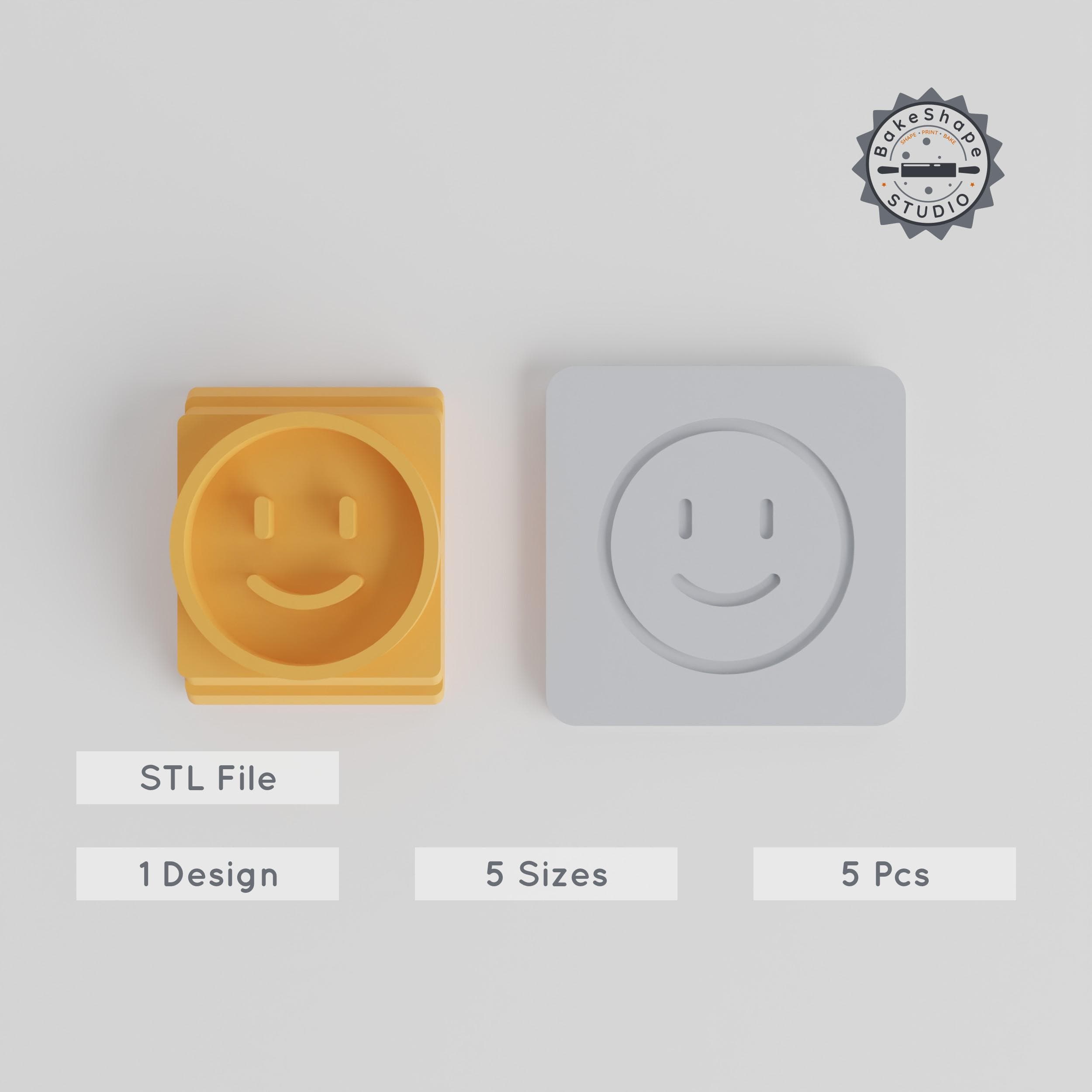 Smiling Stamp Tile Set, Happy Face Cookie & Clay Decor, 5 Sizes 20-40mm, Perfect for Fondant & Soft Materials PRODUCT_2522 3d model