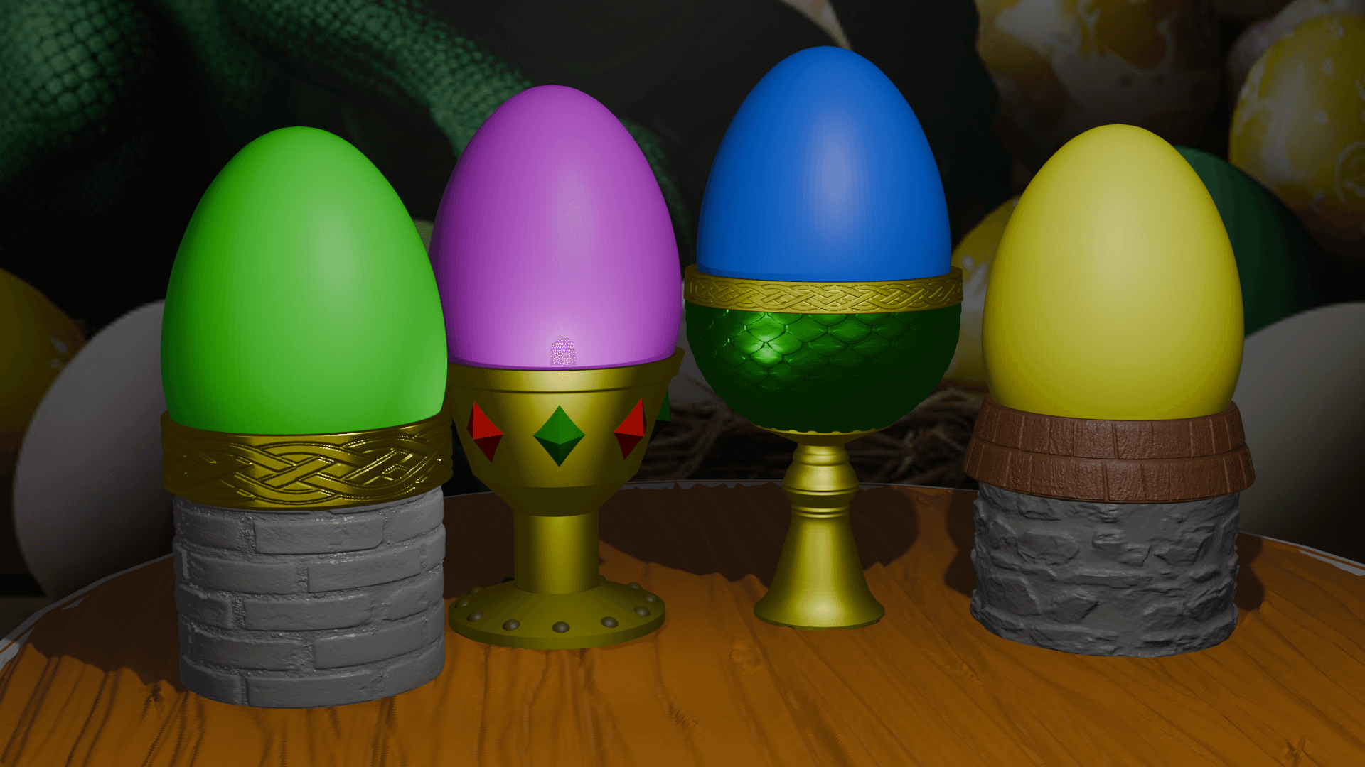 Easter Egg Holder Set 3d model