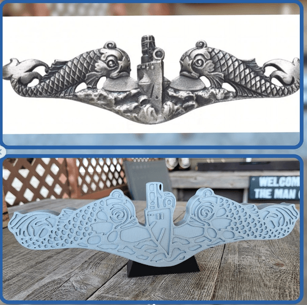 Submarine Warefare Insignia Desk Decor 3d model